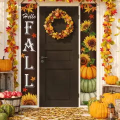 Hello Fall Porch Banner Sign
