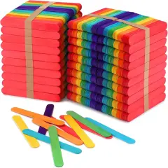 1500 Pcs 6 Inch Colored Jumbo Craft Stick, Wooden Rainbow Popsicle Sticks, Wide Lollipop Sticks, Ice Pop Sticks, Great for DIY Craft Creative Designs and Kids Education, Home Art Projects