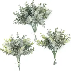 Artificial Flocked Eucalyptus Stems Faux Greenery Spray, 18pcs Best Filler Fake Plants for DIY Wedding Bouquet Centerpieces Arrangement