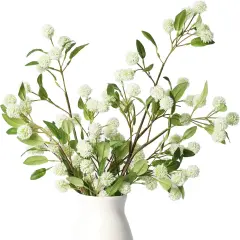 Artificial Plants,4PCS 35.4" Green Faux Branches for Vase,Artificial Plants for Shop Garden Office Home D&eacute;cor (4, White Orchid Fruit)