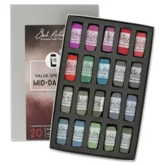 Richeson Soft Handrolled Pastels - Mid Darks 3, Set of 20