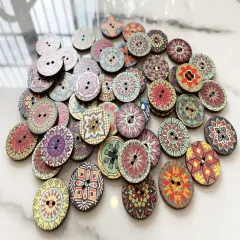 Bohemian Flower Pattern Round Button