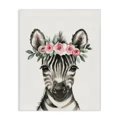Stupell Industries Nursery Floral Zebra Canvas Wall Art Design by LSR Design Studio