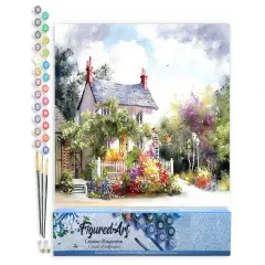 Figured'Art Paint by Numbers Kit for Adults Quiet neighbourhood 16"x20" - Craft Art Painting DIY Kit Rolled Canvas without frame