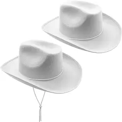 4E's Novelty 2 Pack Kids Cowboy Hat - White Cowboy Hat for Boys & Girls 5-12 for Dress-Up & Costume Play