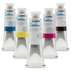 Lukas Water Mixable Oil Paint - Eco-Friendly, 37ml Mixing Set of 5, Solvent-Free Artist Oil Paint with Lightfast Pigments and Beeswax for Smooth Consistency, Water Soluble, Quick-Drying