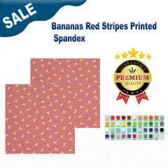 Bananas Red Stripes Printed Spandex Fabric