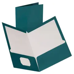 Oxford Laminated 2-Pocket Portfolio, 8-1/2 x 11 Inches, Metallic Teal, Pack of 25