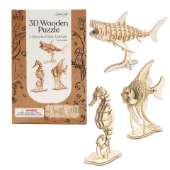 3D Wooden Puzzle Bundle &ndash; Sea Animals (3-Pack)