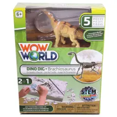 WowWorld: Dino Dig - Brachiosaurus - All-In-One Dinosaur Skeleton Excavation Kit, Tools & Construction Figurine, Educational Science Toy, Kids Ages 6+