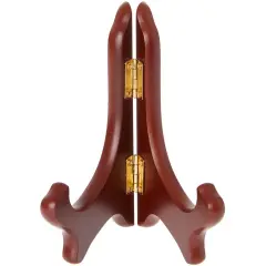 Bard's Hinged Walnut MDF Wood Plate Stand, 5" H x 5.75" W x 3.75" D (For 5" - 7.5" Plates)