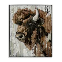 Stupell Industries Abstract Bison Visage Framed Giclee Design by Sara Baker