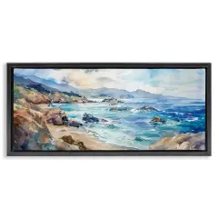 Stupell Industries Blue Toned Beach Edge Floating Frame Design by Heidi Kuntz