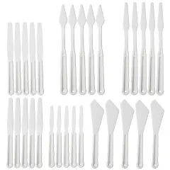 Plastic Paint Palette Knife Set Bulk (30 Pieces) for Art Crafts, Oil Acrylic Painting White