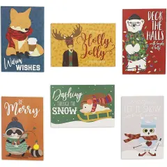 Pipilo Press 48 Pack Cute Woodland Animal Christmas Cards with Envelopes 4x6 inch, 6 Merry Xmas Themed Designs, Festive Xmas Note Cards to Write Personalized Holiday Greetings for Loved Ones Multicolor