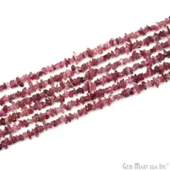 Natural Chip Beads, 34 Inch, Genuine Chip Strands, Drilled Strung Nugget Beads, 3-7mm, Polished, GemMartUSA (70001) Pink Tourmaline