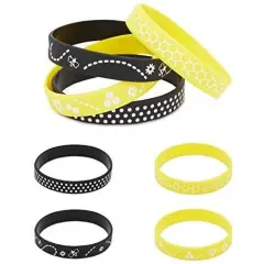 36 Pcs Bee Baby Shower Wristbands Wrist Bands Silicone Rubber Bracelets Party Favors, Black, Yellow