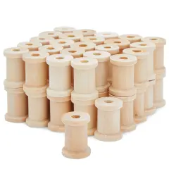 50 Pack Empty Wooden Thread Spools for Arts and Crafts (0.75 x 1 In, 0.6 cm Opening) Brown