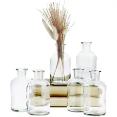 Small Clear Vases for Centerpieces, Glass Propagation Jars for Stems, Flower Buds, Apothecary Style Home D&eacute;cor (2.8x5 In), 6-Pack