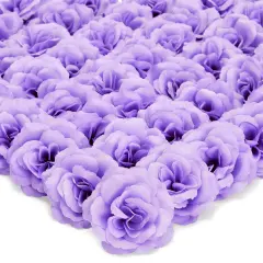 50 Pack Light Purple Roses Artificial Flowers Bulk, 3 Inch Stemless Fake Silk Roses for Decorations, Wedding, Faux Bouquets