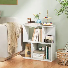 3-Tier Freestanding Display Bookshelf with Open Storage Space Ideal for Entryways or Living Rooms White