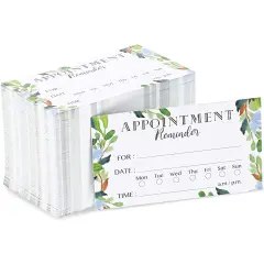 Paper Junkie 200 Pack Green Foliage Appointment Reminder Cards - Double-Sided Design Appointments Reminder Cards for Salons, Dentists, Doctors, Hair Stylists, and Therapists (3.5 x 2 in)