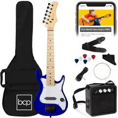 Best Choice Products 30in Kids Electric Guitar Beginner Starter Kit w/ 5W Amplifier, Strap, Case Metallic Blue