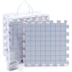 Extra Thick Blocking Mats for Knitting & Crochet 9 Pack with 200 T Pins and Storage Bag (12.5 In) Blue