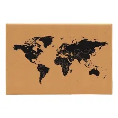 Juvale Cork Board World Map with Push Pins and Screws, Travel Tracker Map for Home and Office Wall Decoration, Easy Installation, Pin Past Adventures and Future Trips, 23.5 x 0.75 x 15.75 in Brown