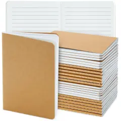 24-Pack Kraft Paper Notebooks A6 Size, 4x6 in Writing Journal with 80 Lined Pages, Notebook Set for Students, Kids, Classroom, Travel, Business, Office Supplies Brown
