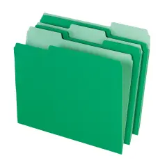 School Smart Colored File Folders, Two-Tone, Letter Size, 1/3 Cut Tabs, Green, Pack of 100