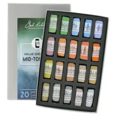 Richeson Soft Handrolled Pastels - Mid Tones 5, Set of 20