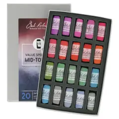 Richeson Soft Handrolled Pastels - Mid Tones 1, Set of 20