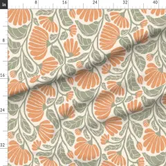 Various Fabrics by the Yard or Fat Quarter Boho Floral Modern Farmhouse Chic Cottage Vintage Botanical Damask Flowers Rustic Kitchen Moss Sage Green Retro Block Print Peach Orange Large Custom Printed Fabric by Spoonflower