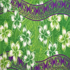 1 Sarong Plumeria Double Border Polyester Sarong 70" L x 44 1/2" W Lime Green