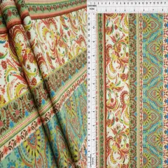 1 Yard Boho Print DTY Brushed Knit Fabric Soft Stretch Polyester Spandex 58 Inch Wide SAGE DK.