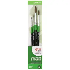 Rosa Studio Set of paint brushes 20. Pony. 4pc. Round (N0,2,7,9). Short Handle.