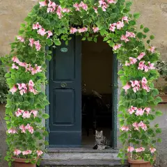 2 Pcs Artificial Bougainvillea Vines Outdoor UV Resistant Pink Artificial Hanging Flowers Bougainvillea Faux Silk Bougainvillea for Wall Porch Patio Balcony Garden Yard Outside Basket Decor