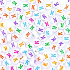 300Pcs Round Letter Beads K 4X7mm Single Small Letter Beads for Friendship Bracelets Making