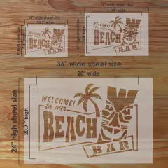 Beach Bar Patio Sign Stencil | Fence Stencil | Outdoor Stencil |Designer Stencils|
