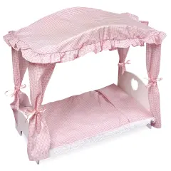 Badger Basket Canopy Doll Bed with Bedding - White/Pink