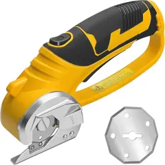 Cordless Electric Scissors，Automatic Scissors for Fabric Cutting，Cardboard Cutter Electric with 2 x Stainless Steel Rotary Blade，Power Rotary Cutter for Leather Carpet Plastic Cutting,Sewing