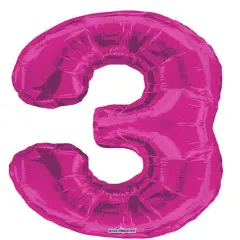 34" Numeral 3 Balloon - Pink, 1ct