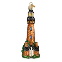 Old World Christmas 5.0 Inch Currituck Lighthouse Christmas Tree Ornament , North Carolina Gold
