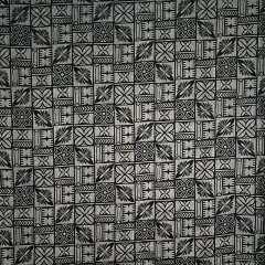 1 Yard Traditional Polynesian Tapa Pattern Cotton Fabric, 36" L x 45" W Grey / Black