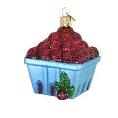 Old World Christmas 3.0 Inch Carton Of Raspberries Tree Ornament , Ornament Fruit Red