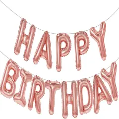 Rose Gold Happy Birthday Balloon Banner