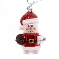 Noble Gems 3.75 In Marshmallow Santa Tree Ornament , Ornameent Cocoa Red