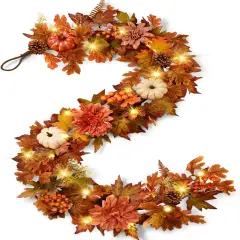 6 FT Fall Garland with Lights