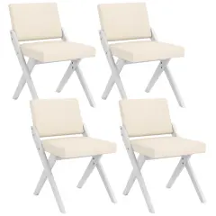 Costway Wooden Dining Chairs of 2/4 with Rubber Wood Frame Padded Cushions Curved Back